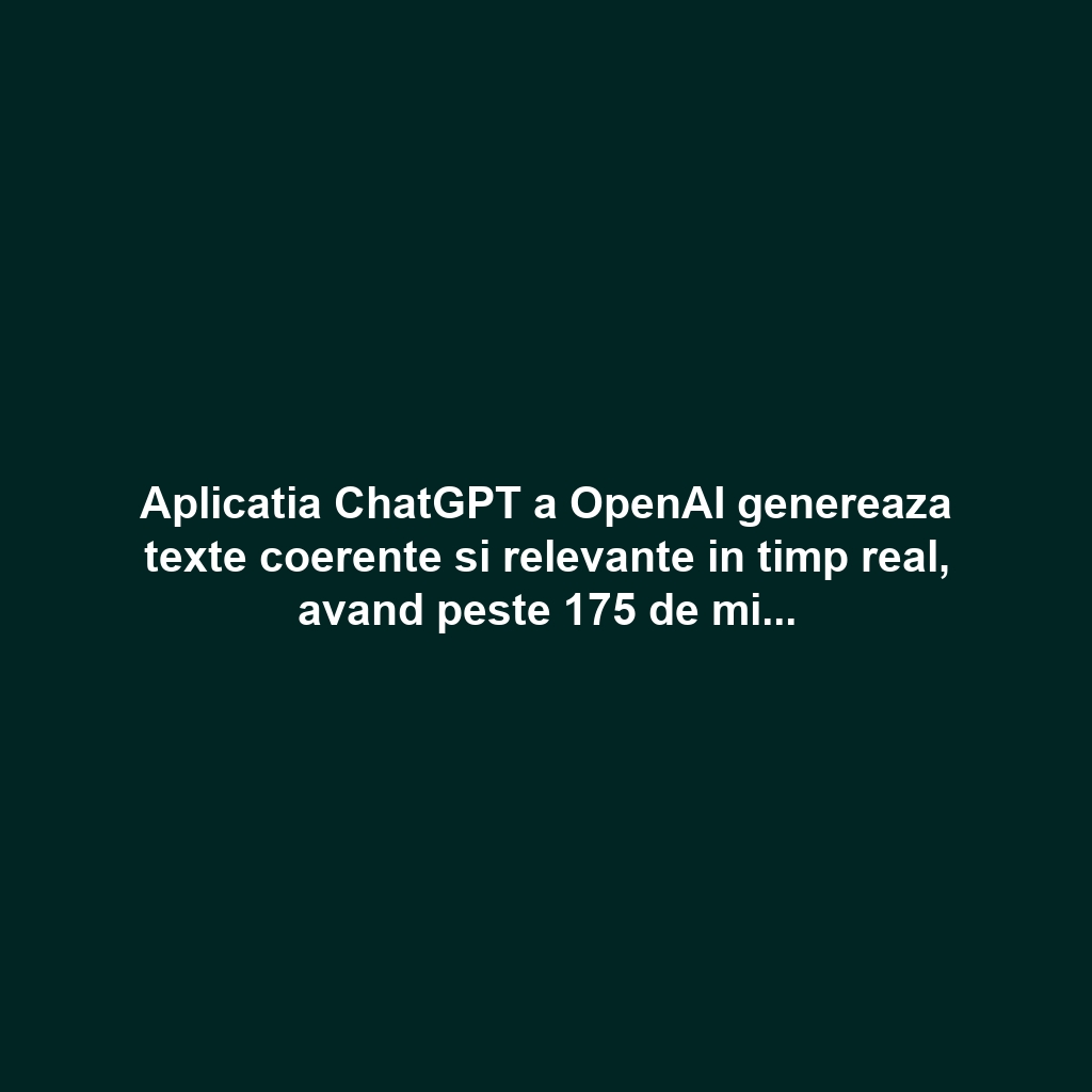 Aplicatia ChatGPT a OpenAI genereaza texte coerente si relevante in timp real, avand peste 175 de miliarde de parametrii.